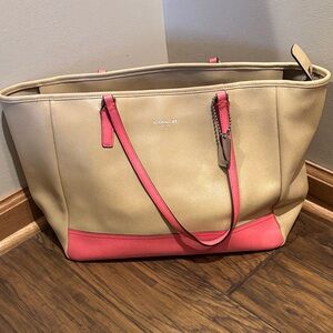 Coach Beige and Coral Women's Tote Bag
